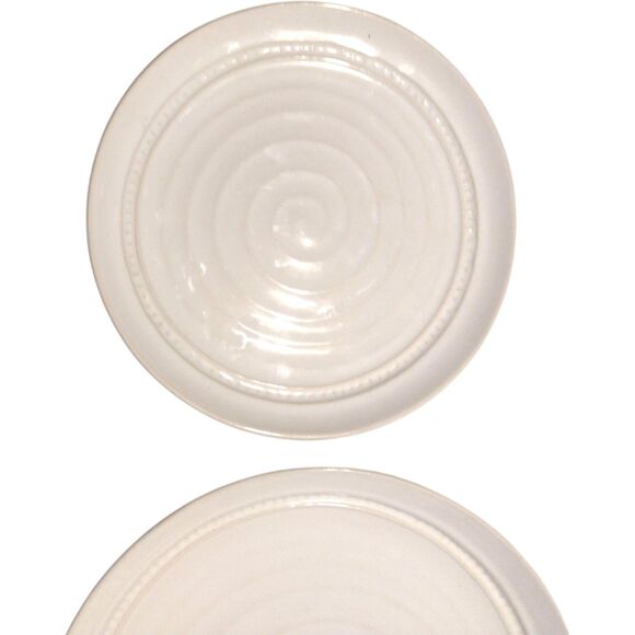 Artimino Venezia Tuscan White Cream Set of 2 Stoneware Pottery Plates Italy - Picture 4 of 12
